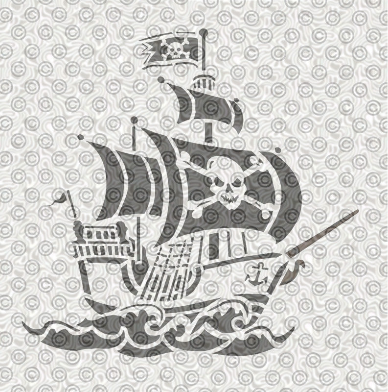 Pirate Ship Stencil