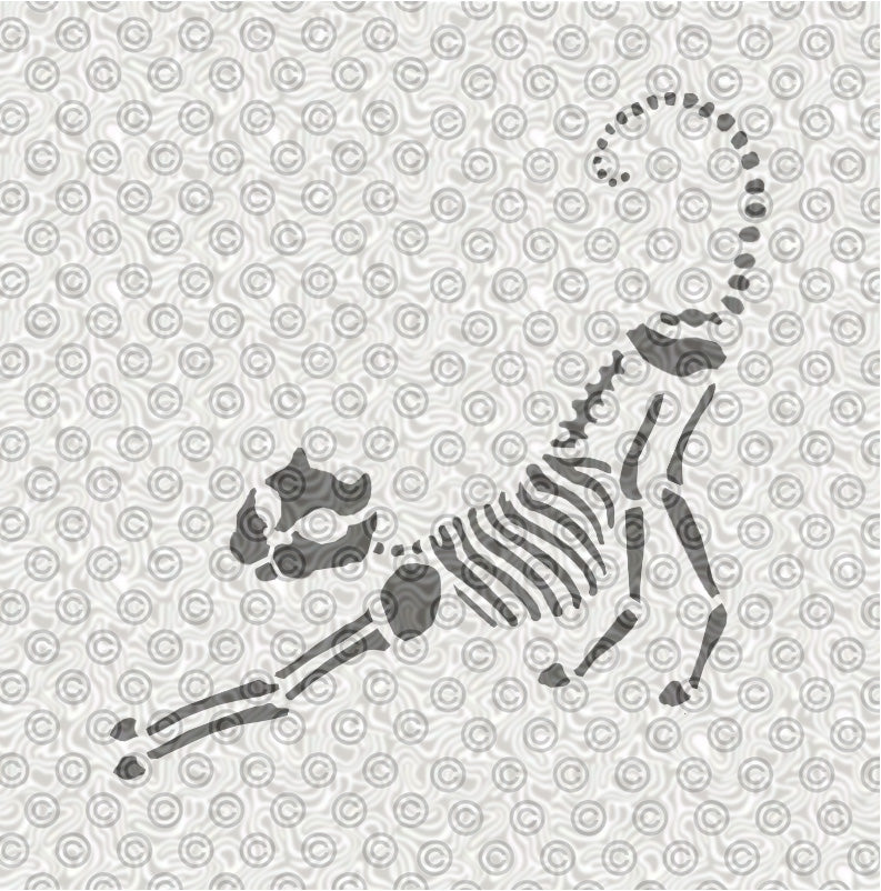 Stretching Cat Skeleton Stencil