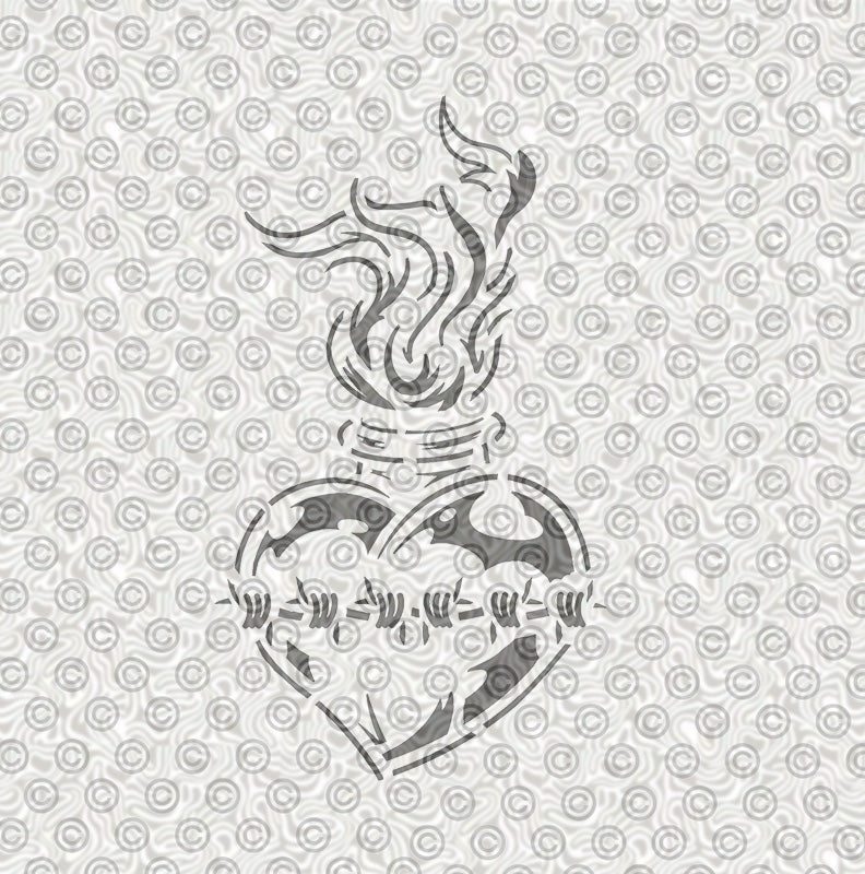 Flaming Heart Stencil