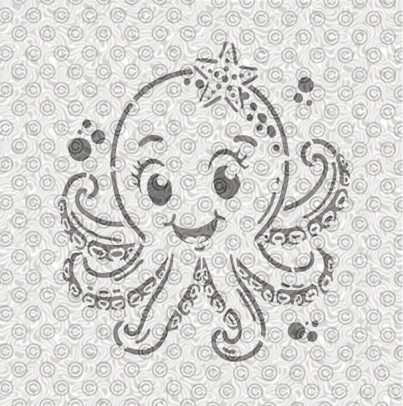 Cartoon Octopus Stencil