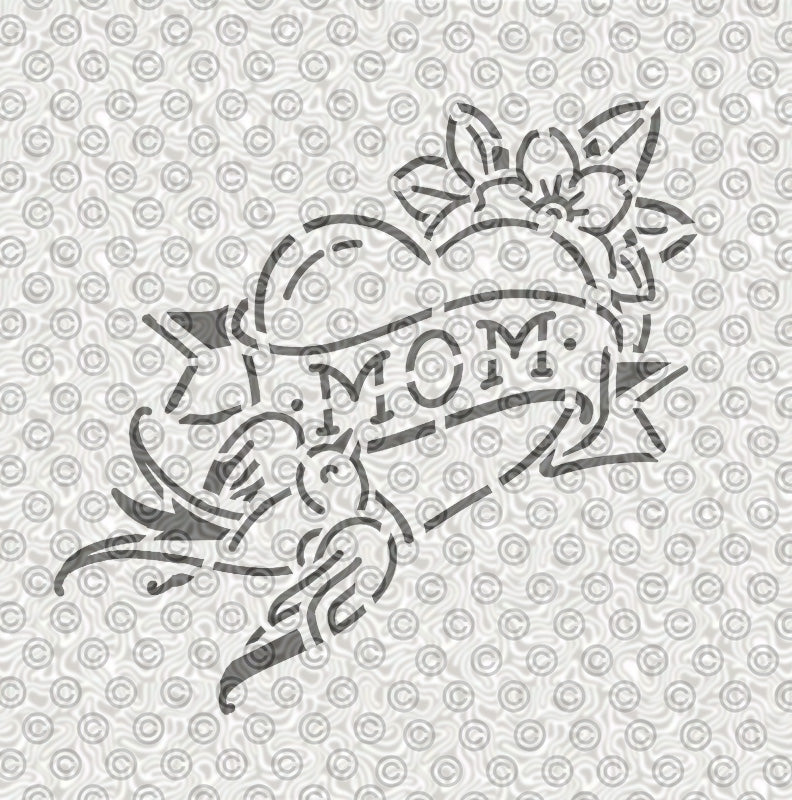 Classic Mom in Heart Stencil