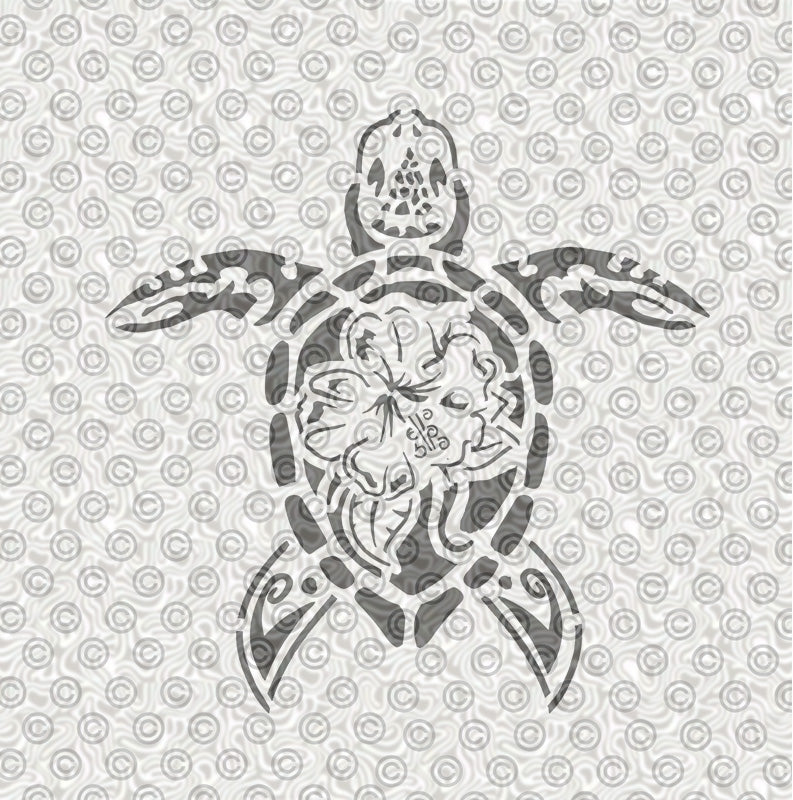 Tribal Sea Turtle Stencil