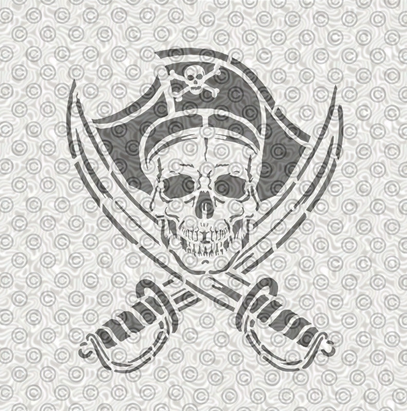 Skull and Crossed Swords Stencil