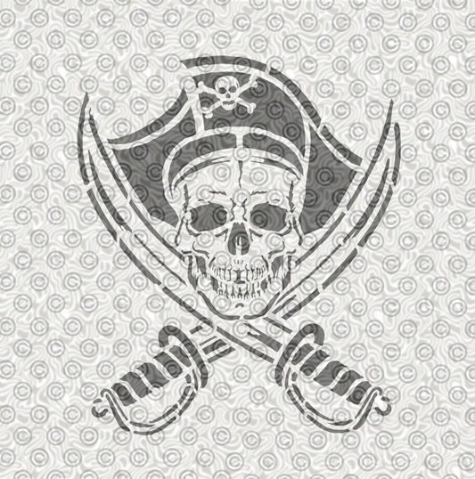 Skull and Crossed Swords Stencil