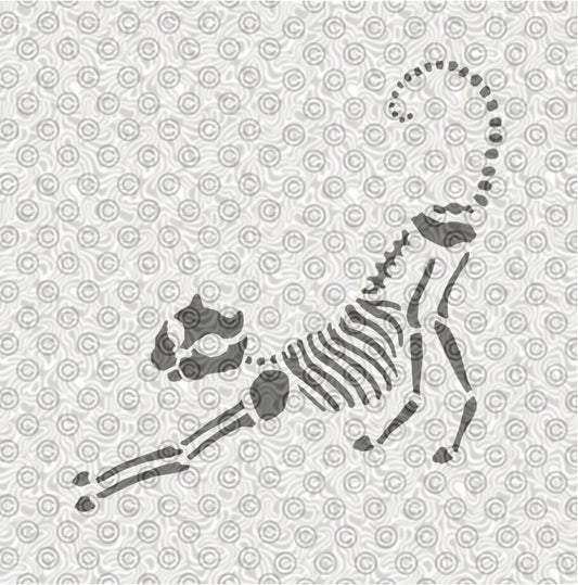 Stretching Cat Skeleton Stencil