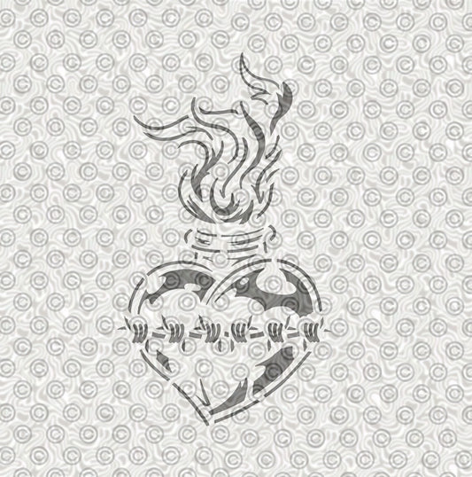 Flaming Heart Stencil