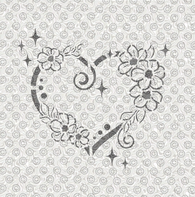 Swirly Girlie Heart Stencil