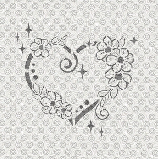 Swirly Girlie Heart Stencil