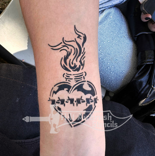 Flaming Heart Stencil