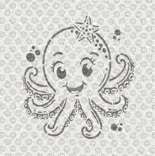 Cartoon Octopus Stencil