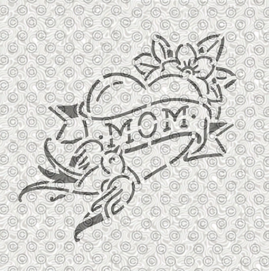 Classic Mom in Heart Stencil