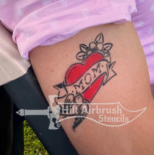 Classic Mom in Heart Stencil