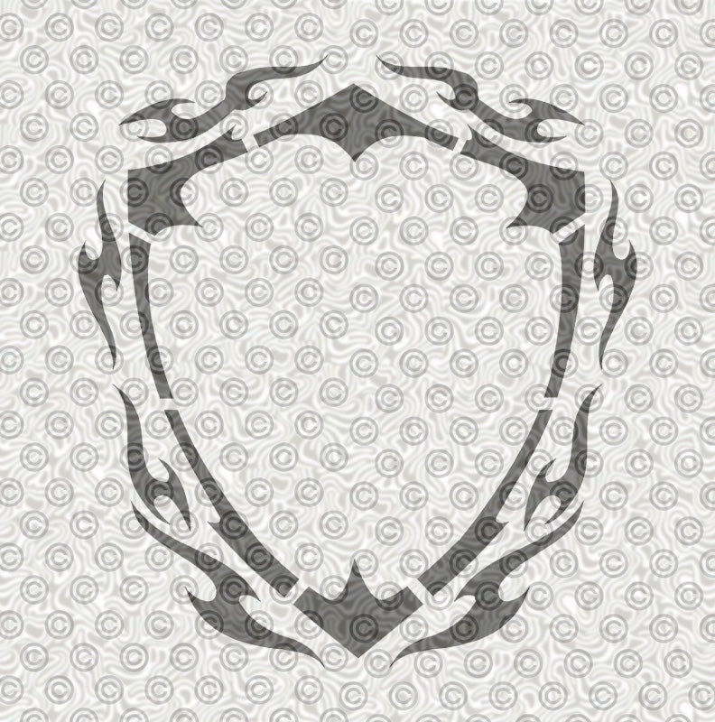Tribal Border Shield Stencil