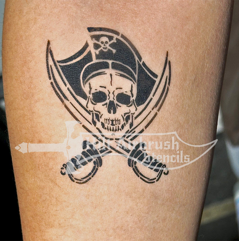 Skull and Crossed Swords Stencil