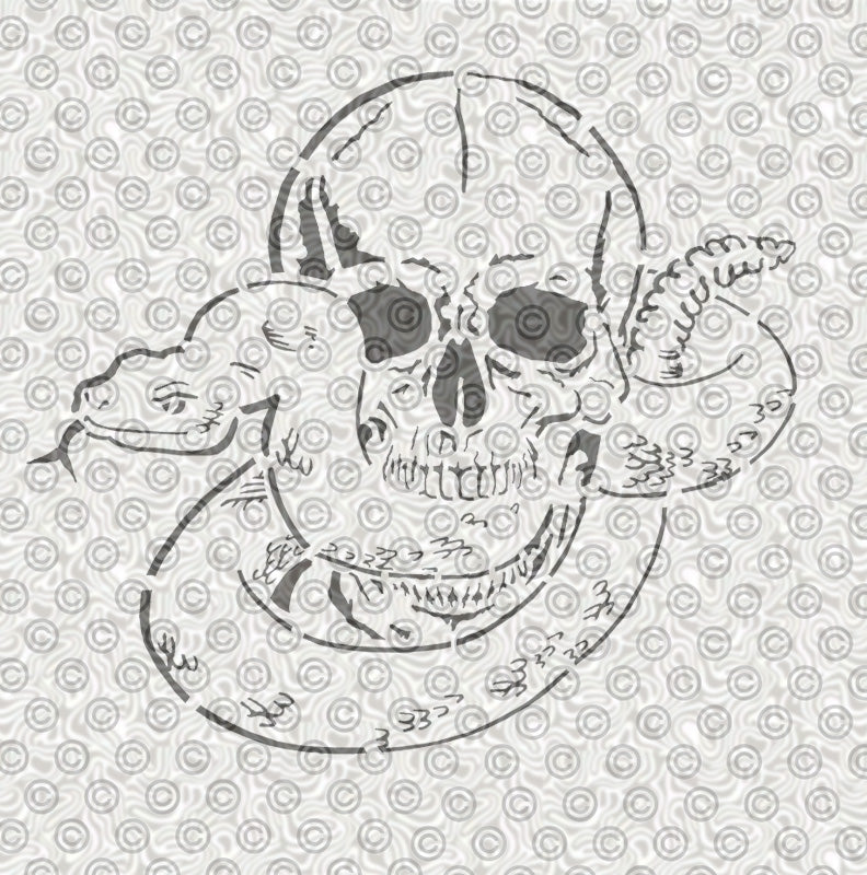 Skull and Snake Stencil