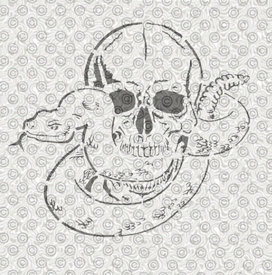 Skull and Snake Stencil