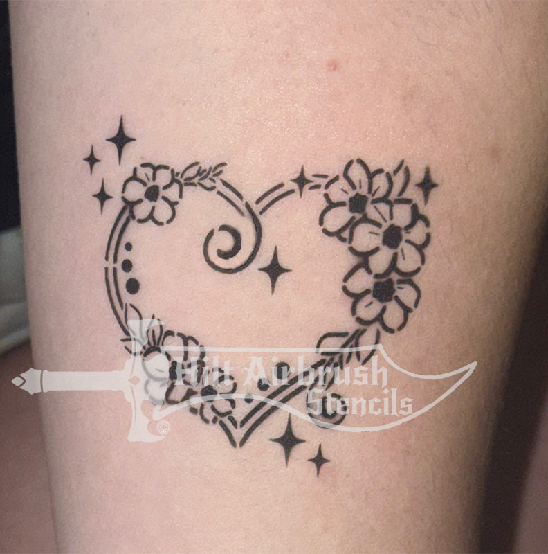 Swirly Girlie Heart Stencil