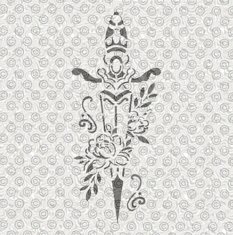 Floral Sword Stencil