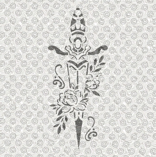 Floral Sword Stencil